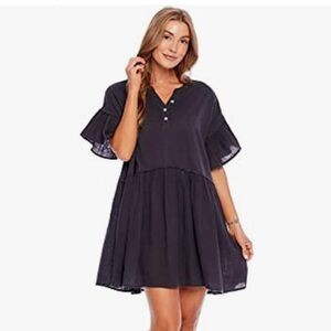 NWOT Mud Pie Cotton Gauze Mini Dress in Navy Size Medium
